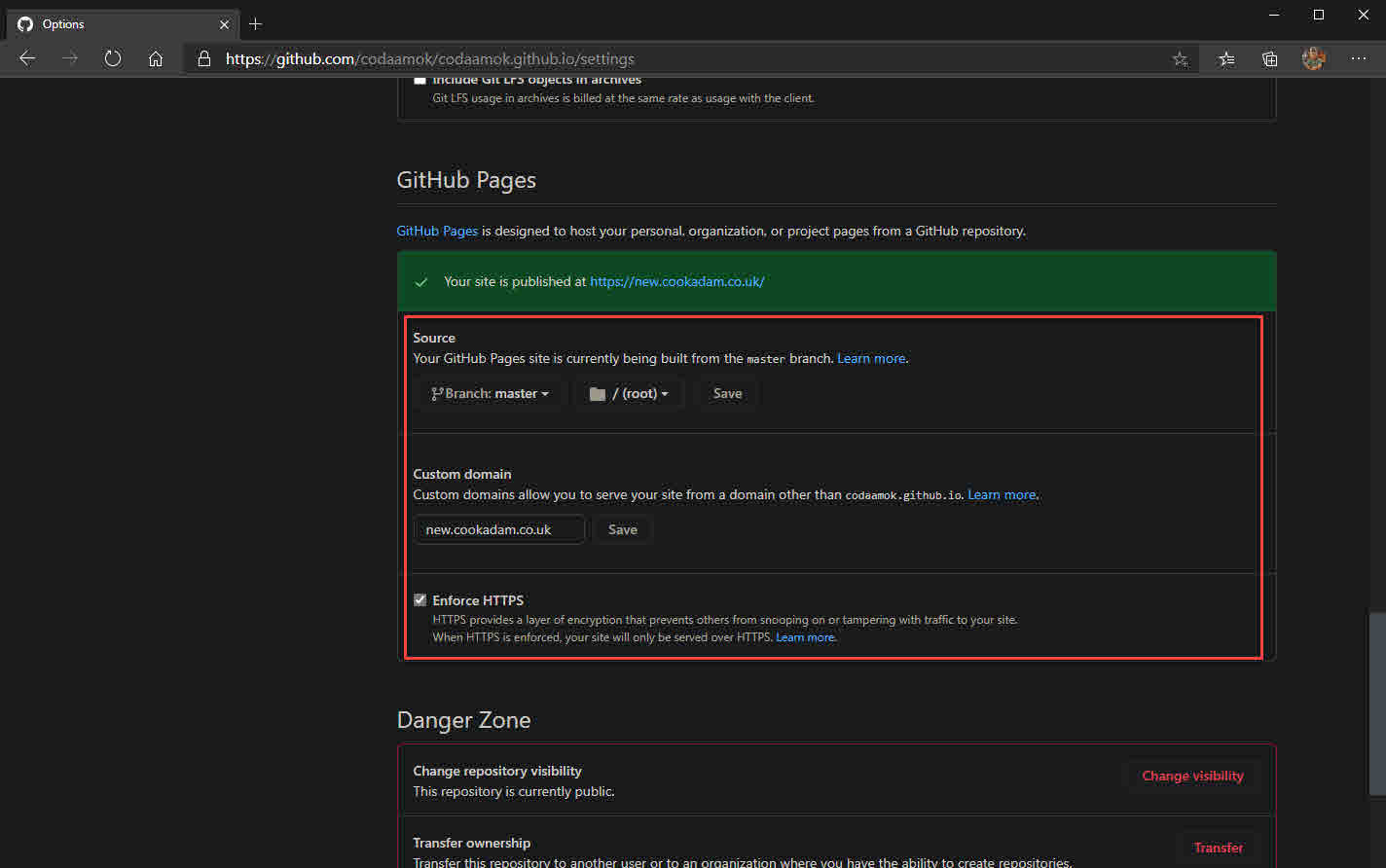 Configure GitHub repository for GitHub Pages